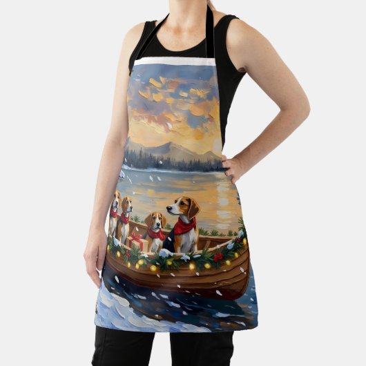 Beagle Christmas Boat Holiday エプロン (インサイチュ)
