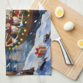 Beagle Christmas Boat Holiday キッチンタオル (四つ折り)