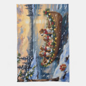 Beagle Christmas Boat Holiday キッチンタオル (縦)
