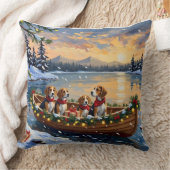 Beagle Christmas Boat Holiday クッション (ブランケット)