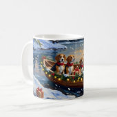 Beagle Christmas Boat Holiday コーヒーマグカップ (正面左)