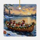 Beagle Christmas Boat Holiday セラミックオーナメント (裏面)
