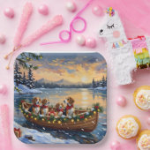 Beagle Christmas Boat Holiday ペーパープレート (パーティー)