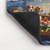 Beagle Christmas Boat Holiday マウスパッド (コーナー)