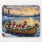 Beagle Christmas Boat Holiday マウスパッド (正面)