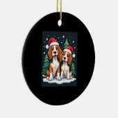 Beagle Christmas Dog Owner Xmas Holiday Pajama Lon セラミックオーナメント (右)