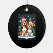 Beagle Christmas Dog Owner Xmas Holiday Pajama Lon セラミックオーナメント (左)