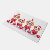 Beagle Christmas Dress Santa Hat ドアマット (アングル)
