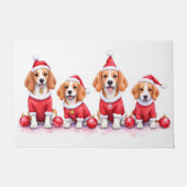 Beagle Christmas Dress Santa Hat ドアマット (正面)