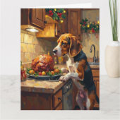Beagle Christmas Kitchen Counter Sniffer カード (正面)