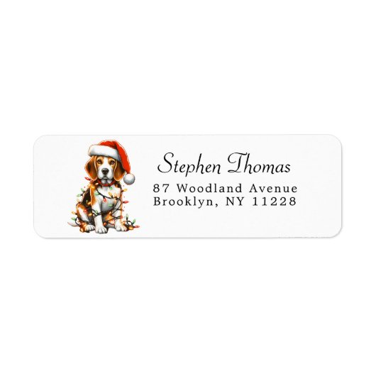 Beagle Christmas Light Return Address ラベル (正面)