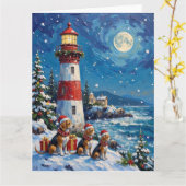 Beagle Christmas Lighthouse Holiday カード (黄色い花)