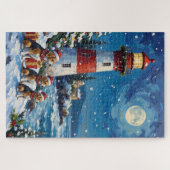 Beagle Christmas Lighthouse Holiday ジグソーパズル (横)