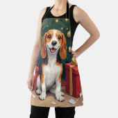 Beagle Christmas Morning Gift-Unboxing Painting エプロン (インサイチュ)