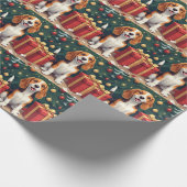 Beagle Christmas Morning Gift-Unboxing Painting ラッピングペーパー (角)