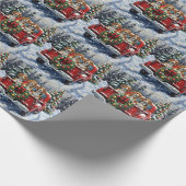 Beagle Christmas Red Truck Holiday ラッピングペーパー (角)