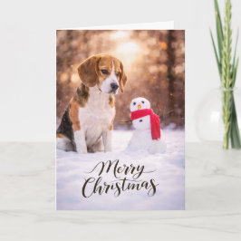 Beagle Christmas Snowman Card シーズンカード