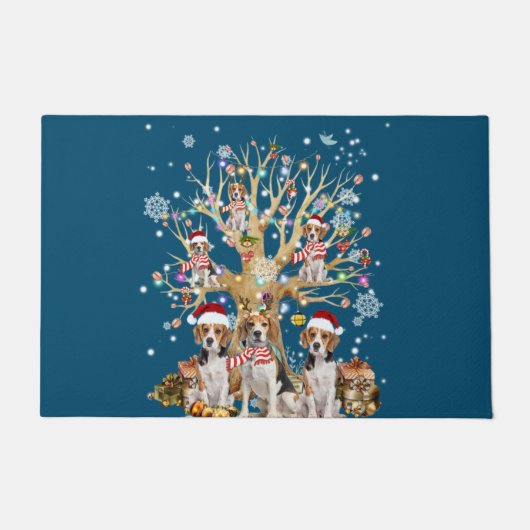 Beagle Christmas Tree Ornament For Dog Lover ドアマット (正面)