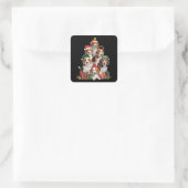Beagle Christmas Tree With Santa Hat Dog Mom Dogs  スクエアシール (バッグ)