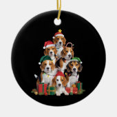 Beagle Christmas Tree With Santa Hat Dog Mom Dogs  セラミックオーナメント (正面)