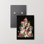 Beagle Christmas Tree With Santa Hat Dog Mom Dogs 缶バッジ (正面/裏面)
