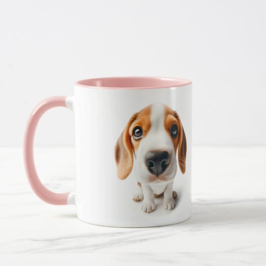 Beagle close upマグカップあなたの名前 マグカップ (左)