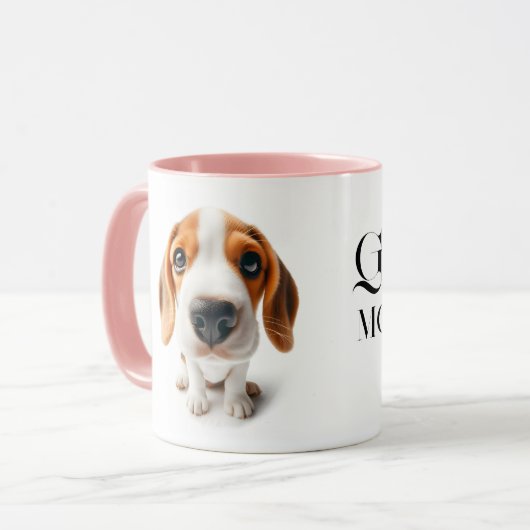 Beagle close upマグカップあなたの名前 マグカップ (正面左)