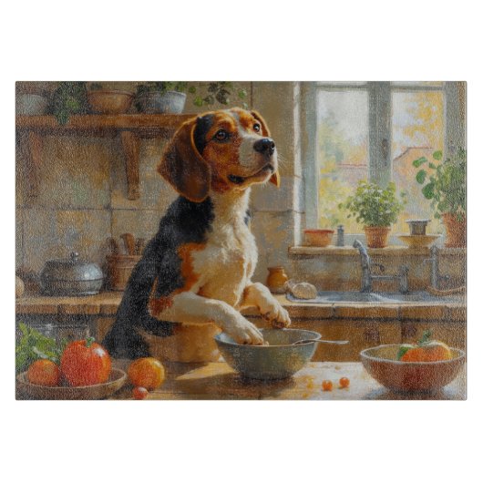 Beagle Cooking in Kitchen カッティングボード (正面)