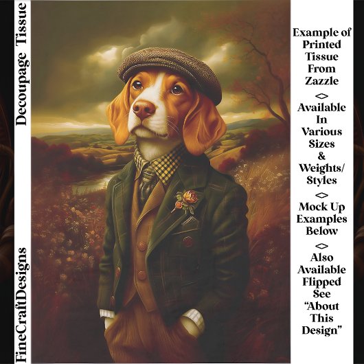 Beagle Country Gentleman Landscape EX9L Decoupage 薄葉紙
