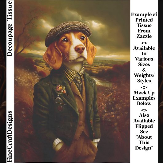 Beagle Country Gentleman Landscape EX9R Decoupage 薄葉紙