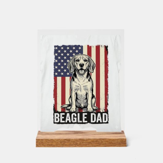 Beagle Dad Patriotic Vintage Dog Shirt Design_1 アクリルサイン (正面)