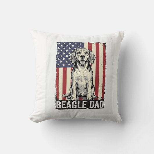 Beagle Dad Patriotic Vintage Dog Shirt Design_1 クッション (正面)