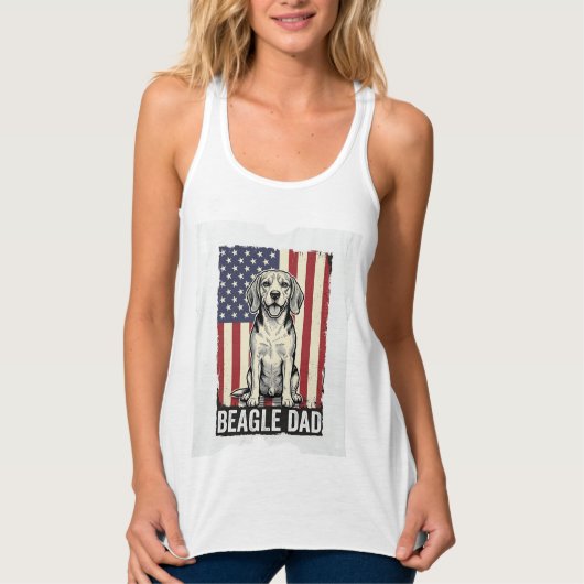 Beagle Dad Patriotic Vintage Dog Shirt Design_1 タンクトップ (正面)
