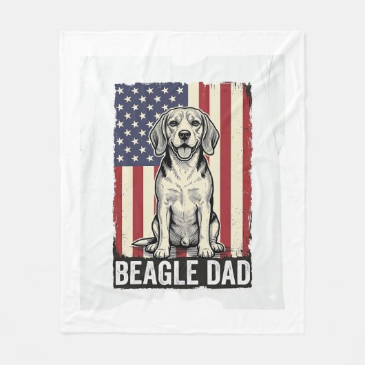 Beagle Dad Patriotic Vintage Dog Shirt Design_1 フリースブランケット (正面)