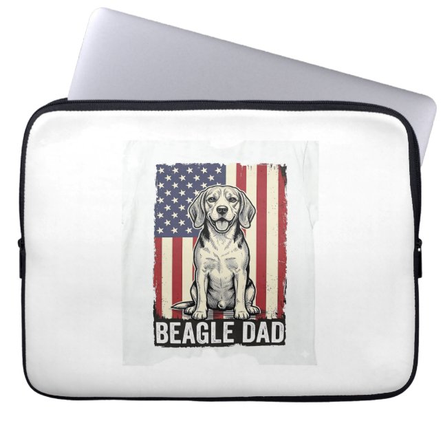 Beagle Dad Patriotic Vintage Dog Shirt Design_1 ラップトップスリーブ (正面)