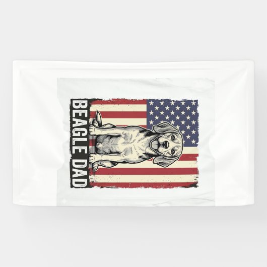 Beagle Dad Patriotic Vintage Dog Shirt Design_1 横断幕 (横)