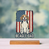Beagle Dad Patriotic Vintage Engraving Dog Design_ アクリルサイン (ニュートラル)