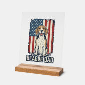Beagle Dad Patriotic Vintage Engraving Dog Design_ アクリルサイン (傾斜)