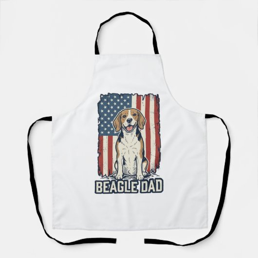 Beagle Dad Patriotic Vintage Engraving Dog Design_ エプロン (正面)
