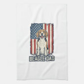 Beagle Dad Patriotic Vintage Engraving Dog Design_ キッチンタオル (縦)