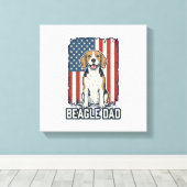 Beagle Dad Patriotic Vintage Engraving Dog Design_ キャンバスプリント (インサイチュ (ウッドフロア))
