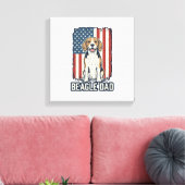 Beagle Dad Patriotic Vintage Engraving Dog Design_ キャンバスプリント (インサイチュ (リビング))
