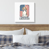 Beagle Dad Patriotic Vintage Engraving Dog Design_ キャンバスプリント (インサイチュ (寝室))