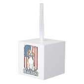 Beagle Dad Patriotic Vintage Engraving Dog Design_ キューブオーナメント (裏面アングル)