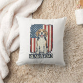 Beagle Dad Patriotic Vintage Engraving Dog Design_ クッション (ブランケット)