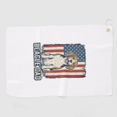Beagle Dad Patriotic Vintage Engraving Dog Design_ ゴルフタオル (横)