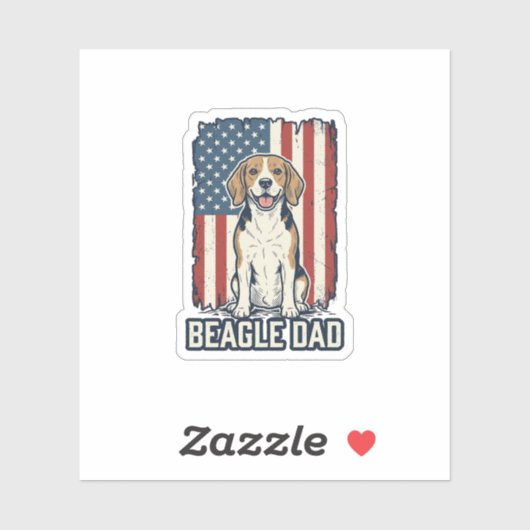Beagle Dad Patriotic Vintage Engraving Dog Design_ シール (シート)
