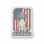 Beagle Dad Patriotic Vintage Engraving Dog Design_ シール (正面)