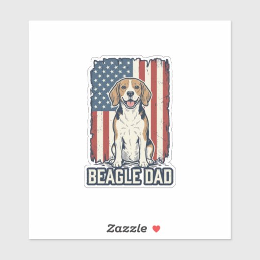 Beagle Dad Patriotic Vintage Engraving Dog Design_ シール (シート)