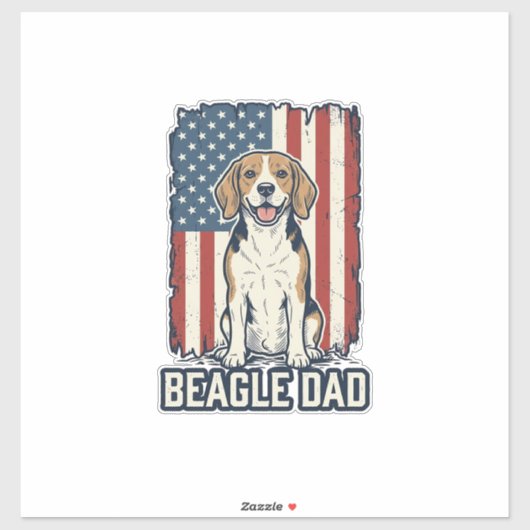 Beagle Dad Patriotic Vintage Engraving Dog Design_ シール (シート)